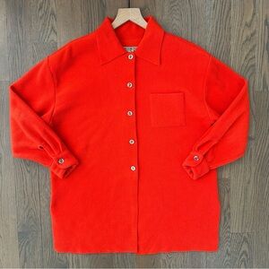 Vintage Express Collared Long Sleeve Fleece Shacket Shirt Jacket Vivid Orange XS
